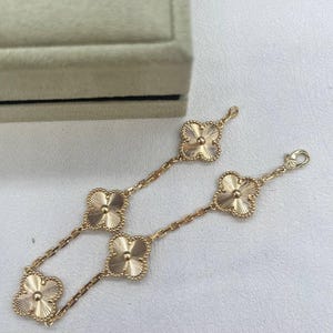 Guillioche Clover bracelet 925 Sterling Silver 18k Gold Plated