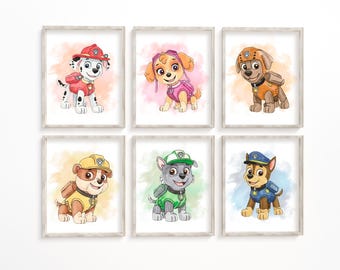 Watercolor Rescue Pups Print Set: Kids Room Decor (Digital Download)
