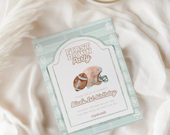 First Down Birthday Invitation Template, Football Invitation, First Year Down, Boy 1st Birthday Invite