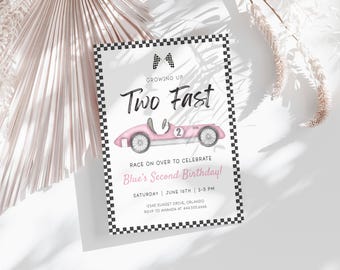 Watercolor Race Car Birthday Invitation, Editable Template (Digital Download)