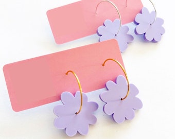 Each To Own Jacaranda Posie Hoops - Choose Your Own Hoop -Silver or Gold Flower Earrings - Laser Cut Handmade - Each To Own Original