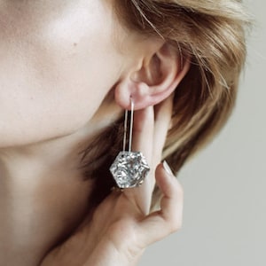Hexie Glitter Drops Silver Lush Each To Own Geometric Laser Cut Earrings image 1
