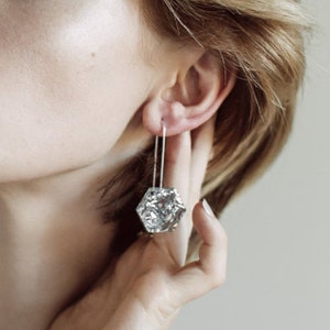 Hexie Glitter Drops - Silver Lush - Each To Own - Geometric Laser Cut Earrings