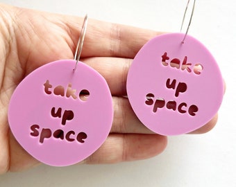 Take Up Space Hoop Earrings - Lilac Grape Pink - Each To Own Original - Laser Cut Acrylic