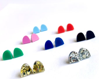 Cut It Out Mini Studs - Choose Your Own Colour - Laser Cut Acrylic Small Studs - Each To Own Original - Perspex Glitter Studs