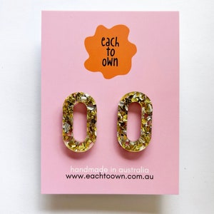 Mixtape AFTER DARK Gold Glitter Oval Studs Build Your Own Combo Earring From The Oval Stud Down Fun Acrylic Stud image 2