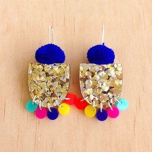 Pom Pae Lush Drop Earrings - Cobalt Blue