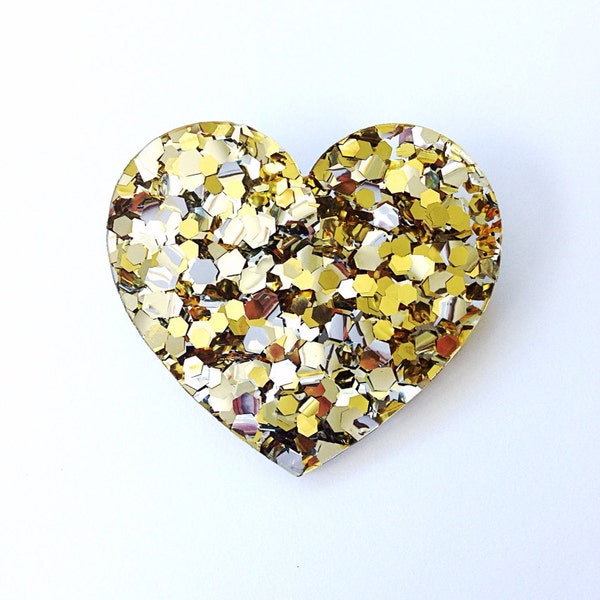 RESERVED FOR AMBER - Lush Gold Heart Brooch