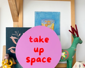 Take Up Space Wall Bean - Fluro Red Lilac Pink  - Laser Cut Acrylic Sun Wall Hangings - Affirmation Wall Decoration - Each To Own Original