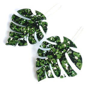 Mid Monnie Drops Emerald Green Large Laser Cut Drops Earrings Leaf Earrings Each To Own image 4