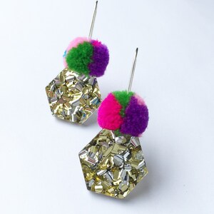 Hexie Lush Glitter Pom Drops / Each To Own / makeforgood / Laser Cut Glitter Earrings image 5