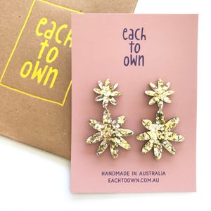 Flora Double Drop Lush Gold and Silver Combo Glitter Laser Cut Acrylic Flower Drop Earrings Each To Own Original image 4