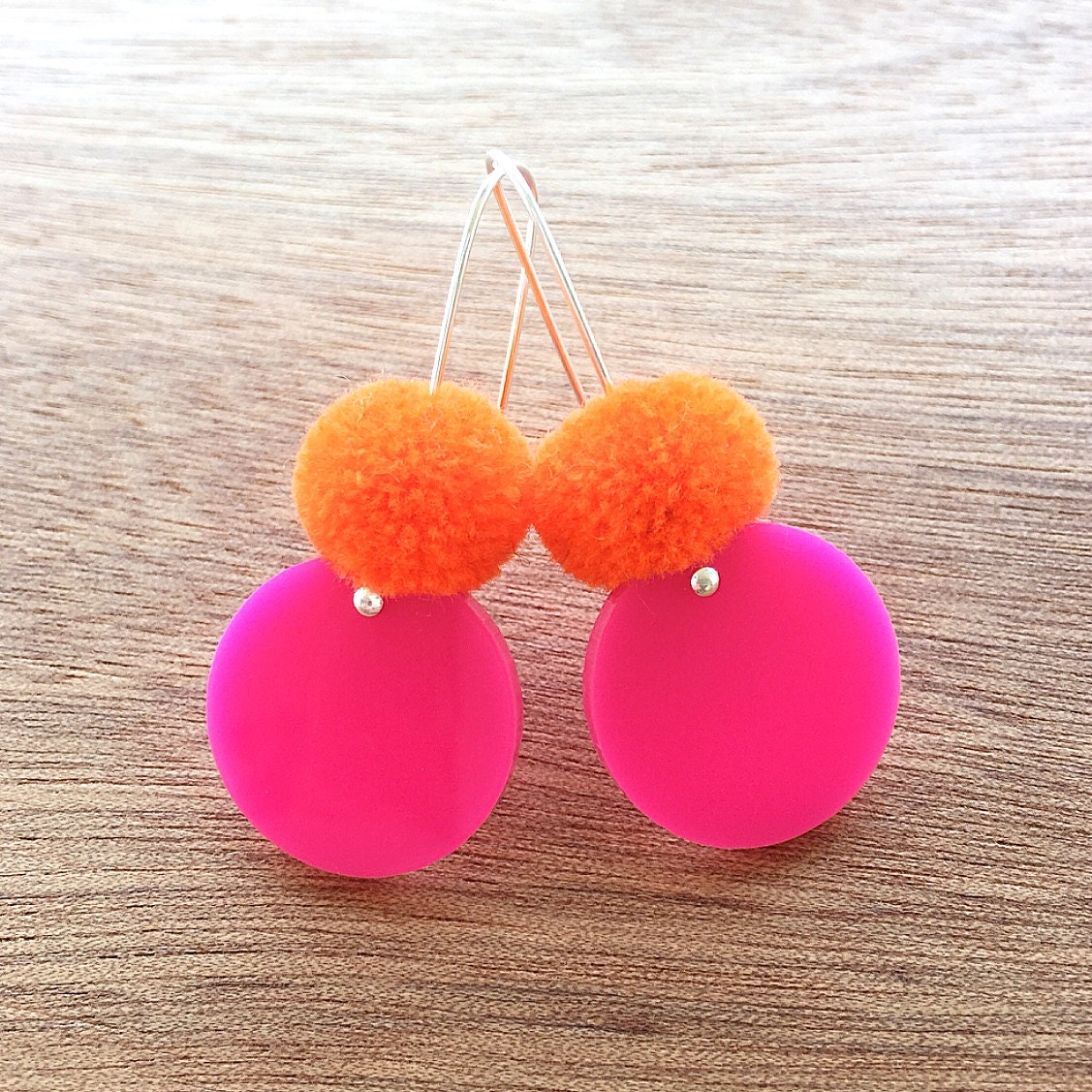 Hot pink pom shop pom earrings