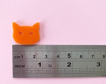 Little Kitty 23mm Button - 2 Hole Laser Cut Acrylic - 3mm Thick - 2.7mm Holes - Each To Own - Handmade - 4 Pieces - 48 Colours Available