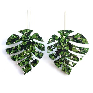 Mid Monnie Drops Emerald Green Large Laser Cut Drops Earrings Leaf Earrings Each To Own image 3