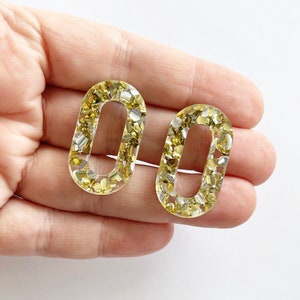 Mixtape AFTER DARK Gold Glitter Oval Studs Build Your Own Combo Earring From The Oval Stud Down Fun Acrylic Stud image 1