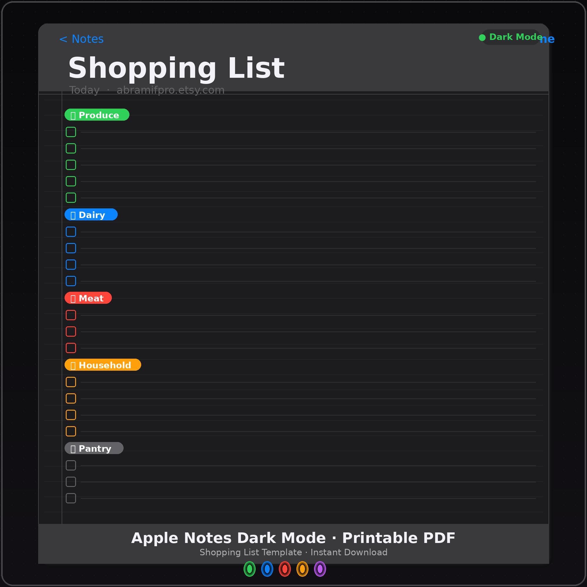 Apple Notes Shopping List Printable | Ios Style Grocery Template (PDF ...