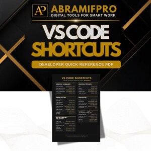 VS Code Shortcuts Cheat Sheet | Professional Dark Design, Developer Reference