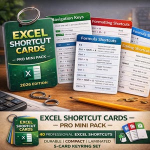 Excel Shortcut Cards — PRO Mini Pack (2026 Edition)