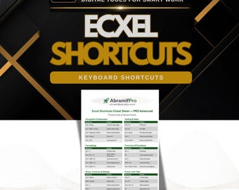 Excel Keyboard Shortcuts Cheat Sheet | Printable PDF + Mini Card | Excel Tips for Faster Work