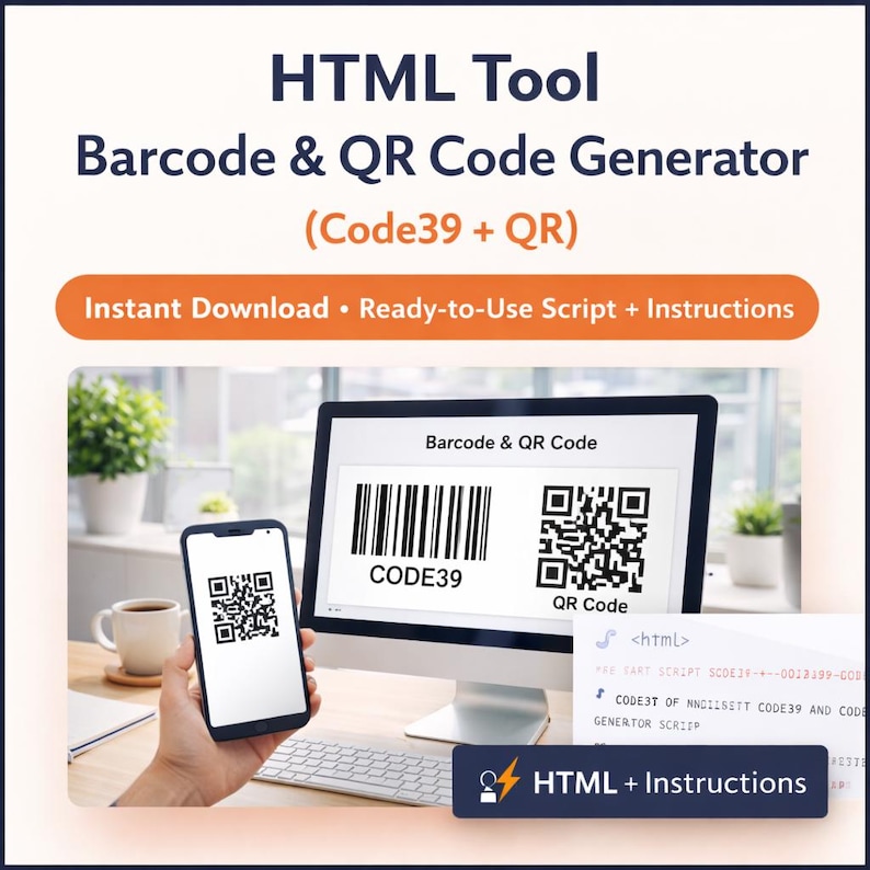 HTML-tool: generator voor streepjescodes en QR-codes (Code39 + QR) Directe download • Gebruiksklaar script + instructies afbeelding 6