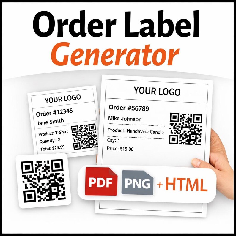 Order Label Generator Html | Printable QR Code Labels (pdf, Png) - Etsy