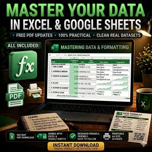 Tutorial de limpieza de datos en Excel y Google Sheets (PDF) / Importación y exportación (Descarga digital)