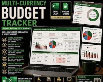 Multi-Currency Budget Tracker | Google Sheets Template | Cash Flow Log for Freelancers & Remote Workers