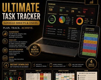 Ultimate Task Tracker – Google Sheets & Excel Automated Planner