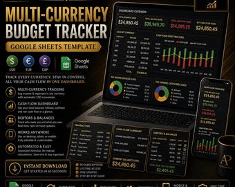 Multi-Currency Budget Tracker | Google Sheets Template | Cash Flow Log for Freelancers & Remote Workers