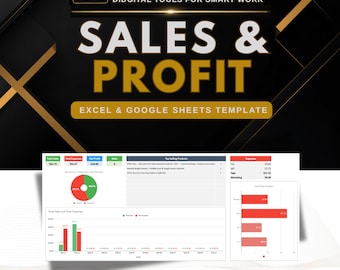 Sales & Profit Tracker | Excel + Google Sheets | Etsy Shopify Dashboard | Instant Download