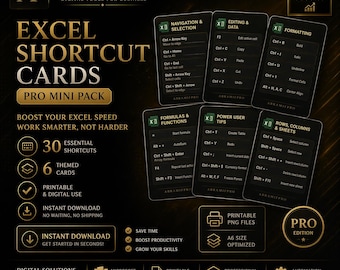 Excel Shortcut Cards — PRO Mini Pack (2026 Edition)
