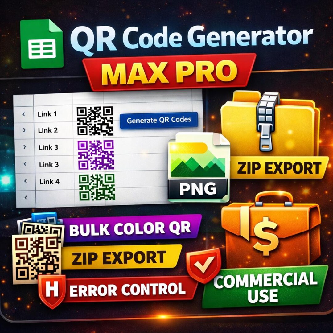 QR Code Generator for Google Sheets – Max Pro Bulk Color QR, ZIP Export ...