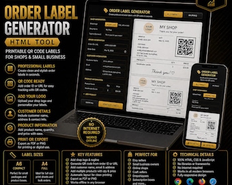 Order Label Generator html | Printable QR Code Labels (pdf, png)