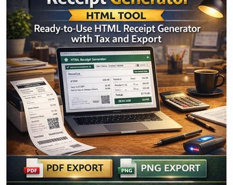 Recipt Html Ready-to-use HTML Receipt Generator With Tax and Export | PDF and PNG ...