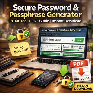 Gerador de Senhas e Frases-senha Seguras | Ferramenta HTML + Guia em PDF | Download Imediato