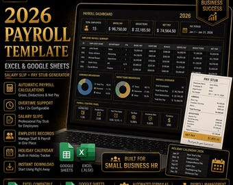 Payroll Calculation Template | Excel Salary Slip (Instant Download)