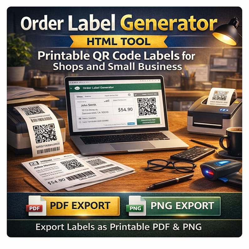 Order Label Generator Html | Printable QR Code Labels (pdf, Png) - Etsy