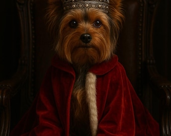 Custom dog on a throne wall art poster