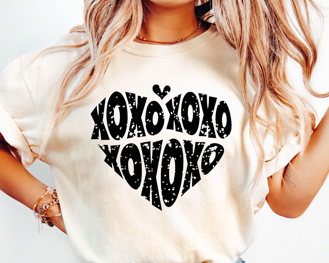 Retro XOXO Heart SVG, Distressed Valentine Svg, Valentine Shirt Svg ...