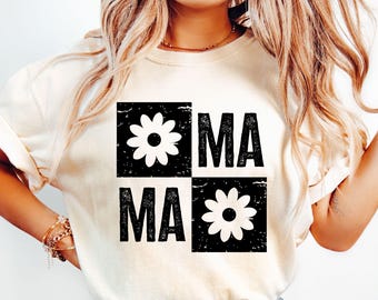 Retro Checkered Mama SVG, Floral Design (Digital Download)