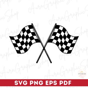 Racing Flag SVG, Checkered Flag Clipart, Crossed Racing Flags Svg, Start Flag Svg, Finish Flag Svg, Png (Digital Download)