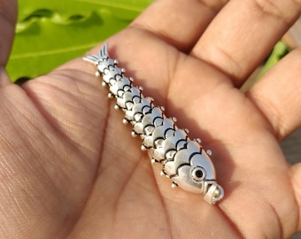 Handmade 925 Sterling Silver Articulated Moving Fish Pendant Vintage Antique Boho Animal Charm Necklace