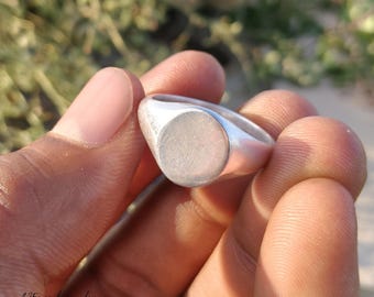 Anello con sigillo in argento sterling 925 fatto a mano, anello mignolo vuoto personalizzato, gioiello minimalista unisex