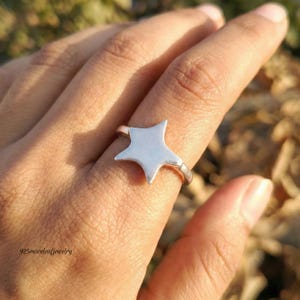 925 Sterling Silver Puffy Star Ring Minimalist Celestial Jewelry Dainty North Star Statement Gift