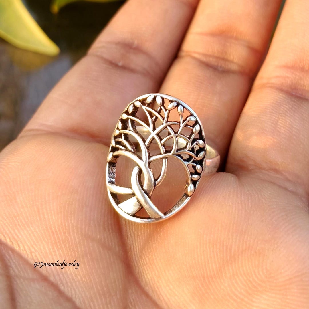 Tree of Life Sterling Silver Ring - Handcrafted Celtic Family Tree ...