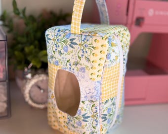 Colorful Yellow Patchwork Diaper Pouch, Portable Baby Essentials Bag, Baby Shower Gift, Nappy Organizer, Travel Wipe Case, Diaper Clutch