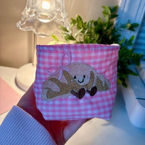 Embroidered Croissant Weck Jar Cozie, Insulated Drink Sleeve, Sourdough Insulator Weck Jar Insulated Cozie, Mason Jar Holder image 3