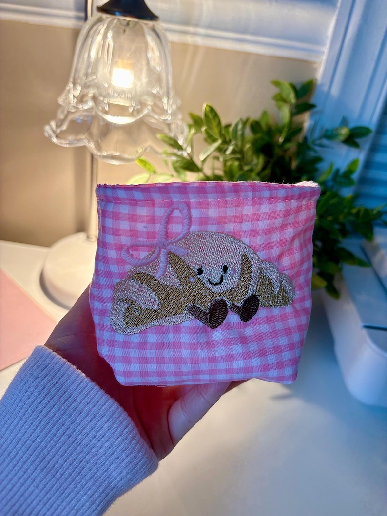 Embroidered Croissant Weck Jar Cozie, Insulated Drink Sleeve, Sourdough Insulator Weck Jar Insulated Cozie, Mason Jar Holder image 3