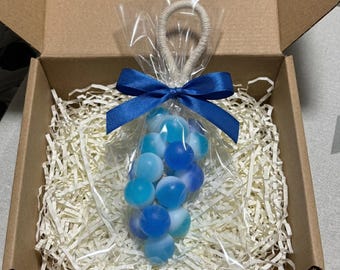 Realistic Blue Grape Soap on a Rope, Fake Fruit Bath Decor, Coastal Ocean Aesthetic, Mediterranean Guest Soap, Summer Housewarming Gift